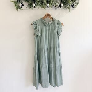 Sea New York Tabitha Tunic Green Ruffle Dress Size 2 SS527